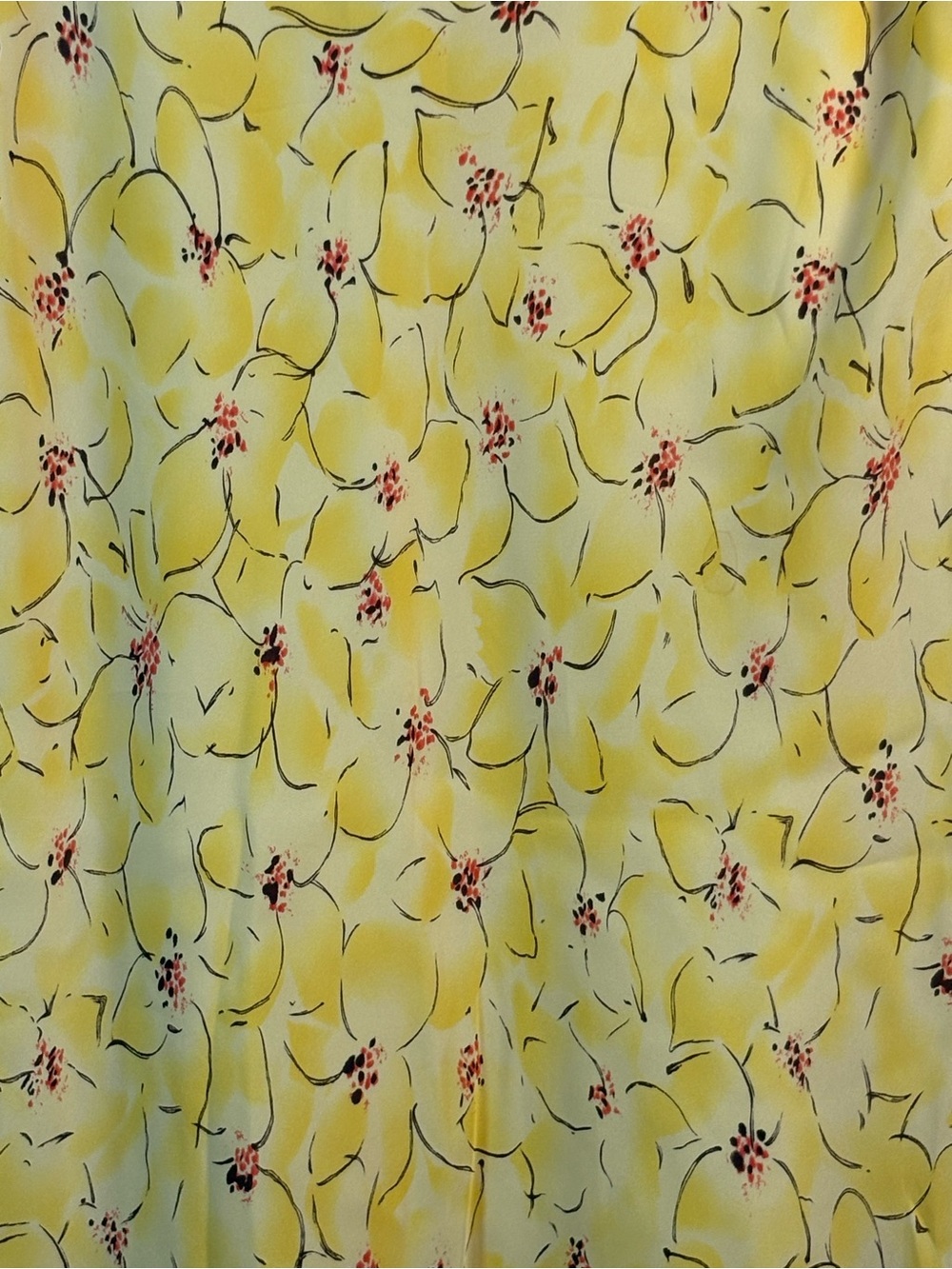 Ann Taylor 100% Silk Yellow Floral Midi Skirt Fluted Hem Size 6 - Picture 5 of 11